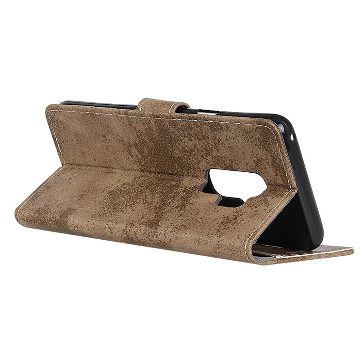 Vintage Style Wallet Leather Stand Mobile Case for Samsung Galaxy S9 Plus G965 - Khaki-6