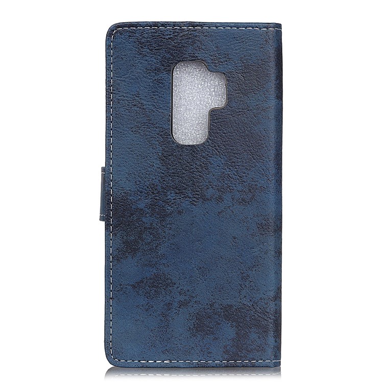 Vintage Style Wallet Leather Stand Cover for Samsung Galaxy S9 Plus G965 - Blue-2
