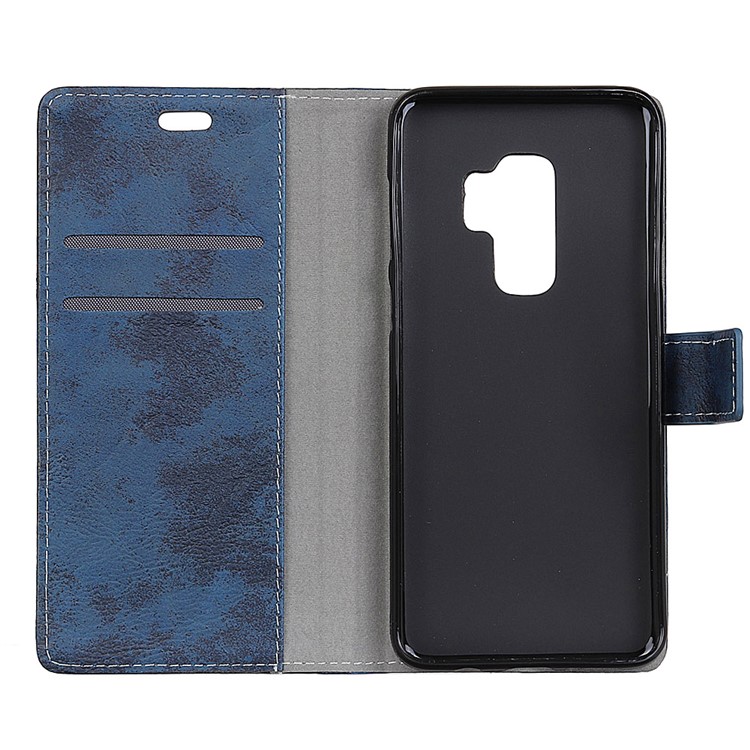 Vintage Style Wallet Leather Stand Cover for Samsung Galaxy S9 Plus G965 - Blue-5