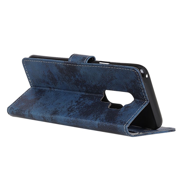 Vintage Style Wallet Leather Stand Cover for Samsung Galaxy S9 Plus G965 - Blue-6