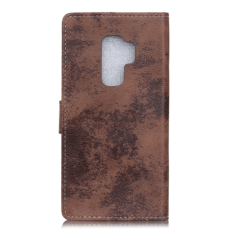 for Samsung Galaxy S9+ Vintage Style Wallet Stand Leather Phone Case Accessory - Brown-2