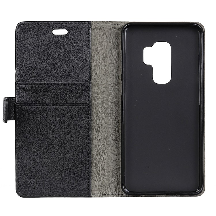 Litchi Skin Wallet Leather Stand Case for Samsung Galaxy S9+ G965 - Black-4