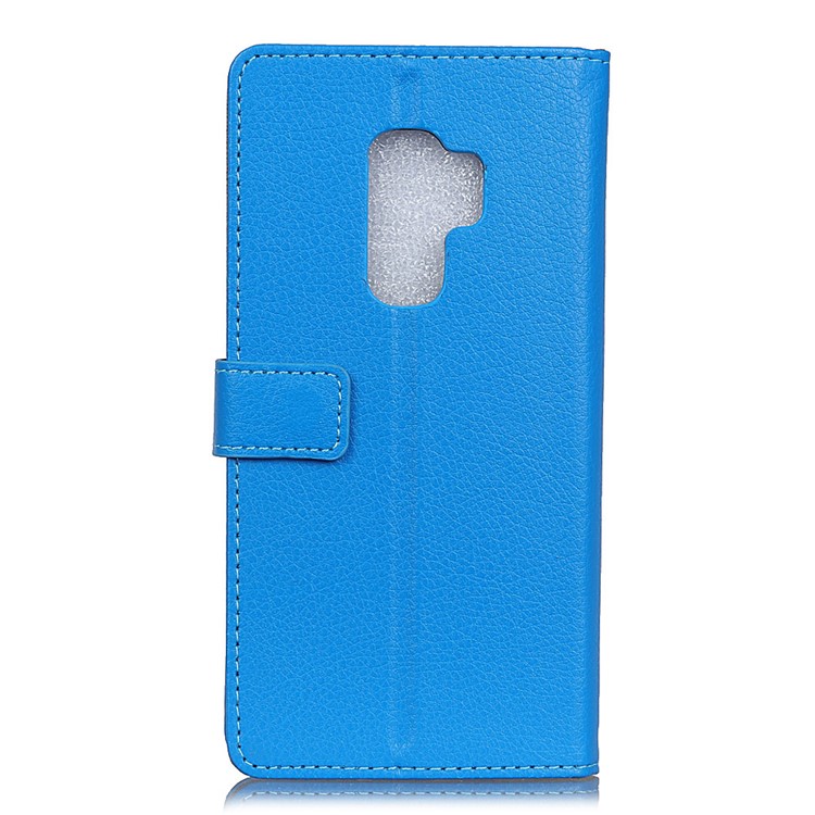 Litchi Skin Magnetic Leather Stand Cover for Samsung Galaxy S9+ G965 - Blue-2