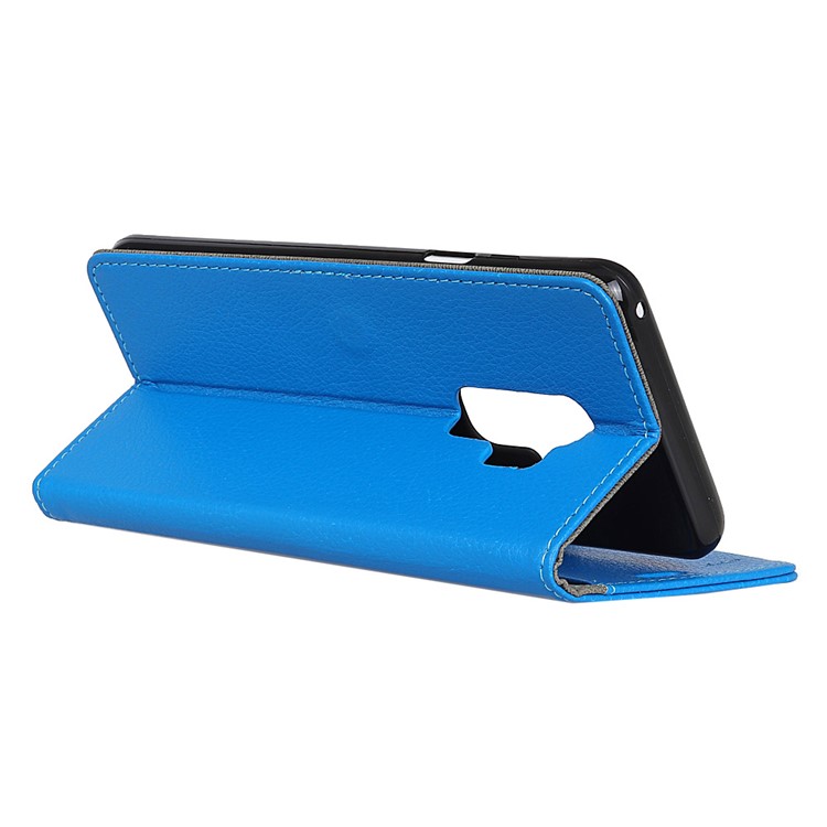 Litchi Skin Magnetic Leather Stand Cover for Samsung Galaxy S9+ G965 - Blue-5
