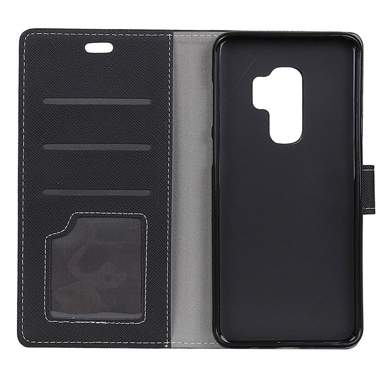 Cross Pattern PU Leather Stand Phone Casing for Samsung Galaxy S9+ - Black-5