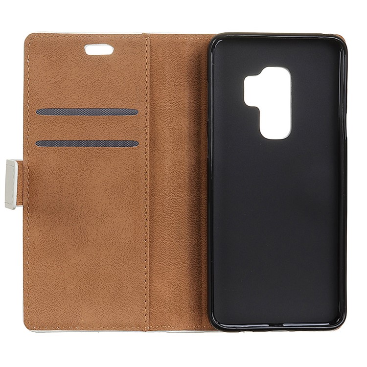 Pattern Printing PU Leather Wallet Case for Samsung Galaxy S9 Plus - American Flag and Cat Holding Heart-6