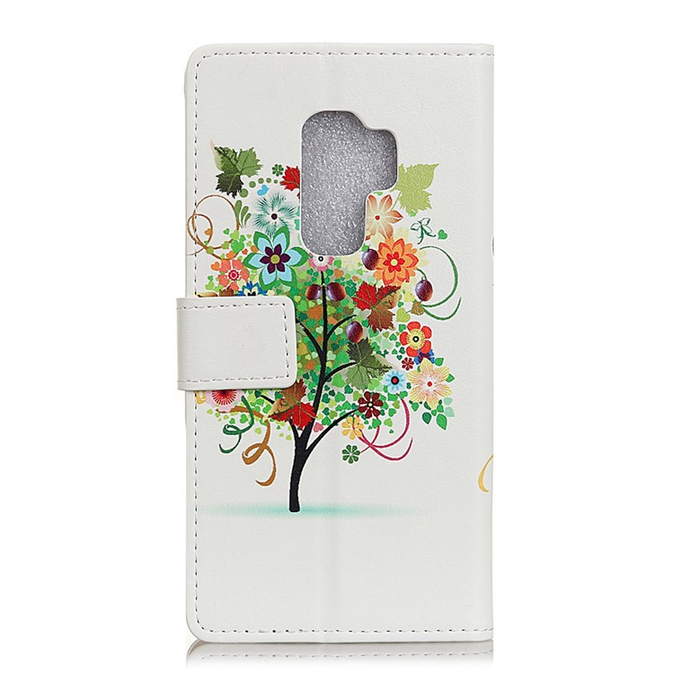 Pattern Printing PU Leather Wallet Case for Samsung Galaxy S9 Plus G965 - Flower Tree-3