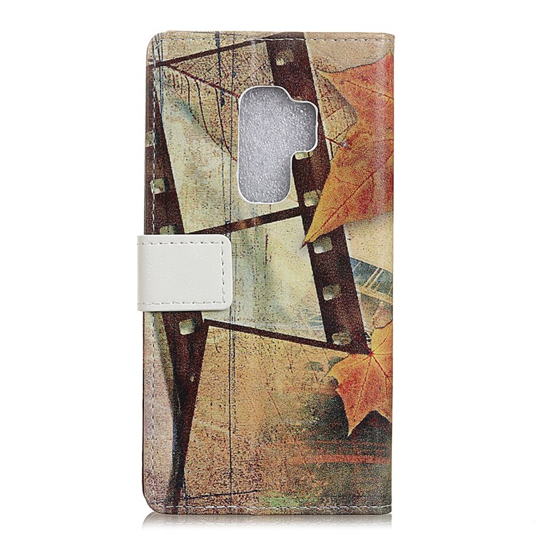 Pattern Printing PU Leather Wallet Case for Samsung Galaxy S9 Plus - Eiffel Tower and Maple Leaves-3