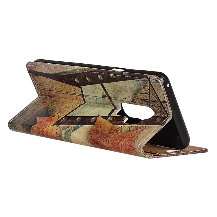 Pattern Printing PU Leather Wallet Case for Samsung Galaxy S9 Plus - Eiffel Tower and Maple Leaves-4