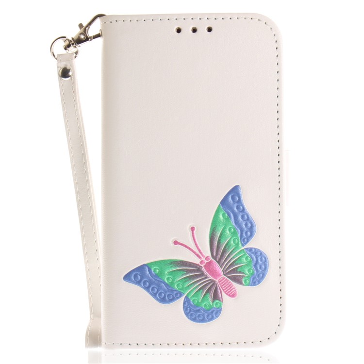 Butterfly Pattern Leather Wallet Case for Samsung Galaxy J3 Pro (2017) / J3 (2017) EU Version - White-2
