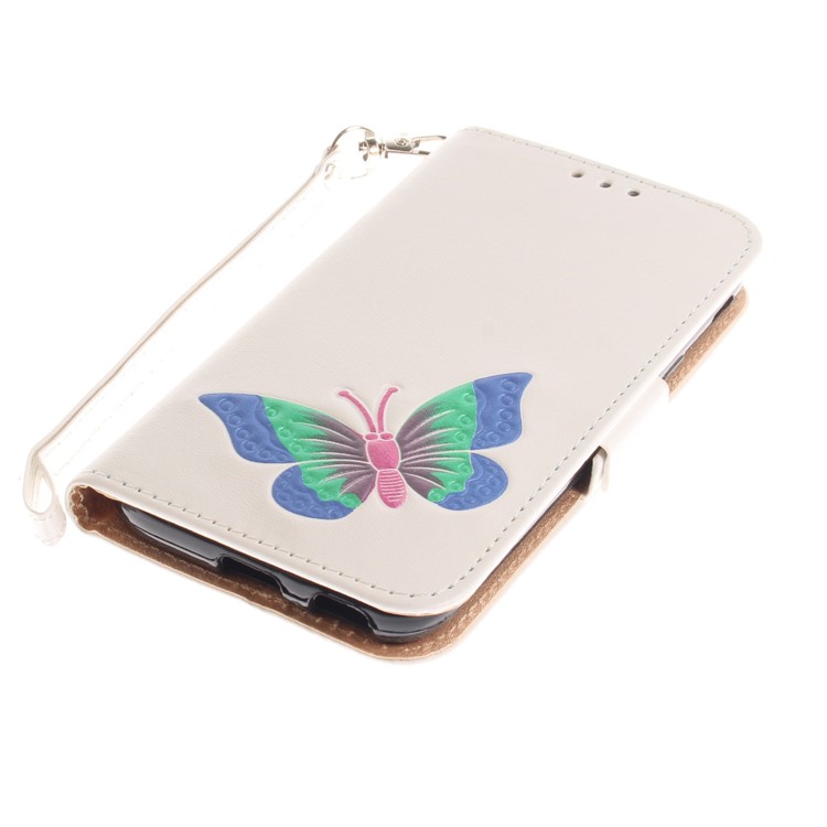 Butterfly Pattern Leather Wallet Case for Samsung Galaxy J3 Pro (2017) / J3 (2017) EU Version - White-6