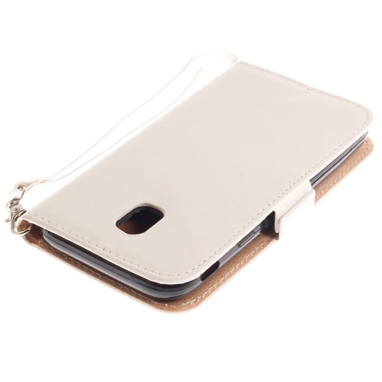Butterfly Pattern Leather Wallet Case for Samsung Galaxy J3 Pro (2017) / J3 (2017) EU Version - White-7