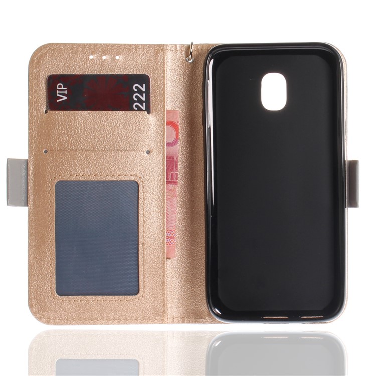 Butterfly Pattern Leather Wallet Cover for Samsung Galaxy J3 Pro (2017) / J3 (2017) EU Version - Grey-10