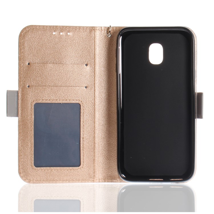 Butterfly Pattern Leather Wallet Cover for Samsung Galaxy J3 Pro (2017) / J3 (2017) EU Version - Grey-11