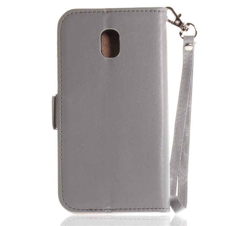 Butterfly Pattern Leather Wallet Cover for Samsung Galaxy J3 Pro (2017) / J3 (2017) EU Version - Grey-3