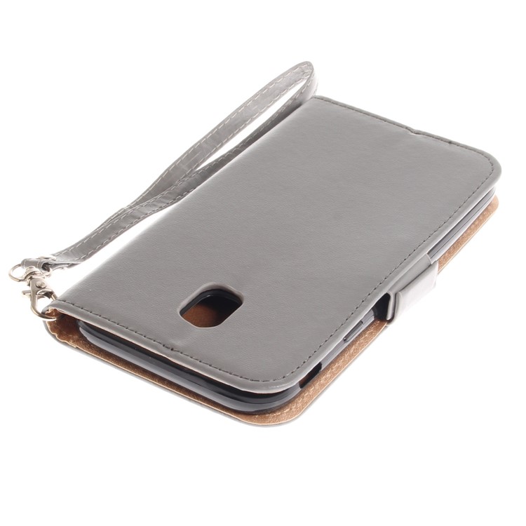 Butterfly Pattern Leather Wallet Cover for Samsung Galaxy J3 Pro (2017) / J3 (2017) EU Version - Grey-7