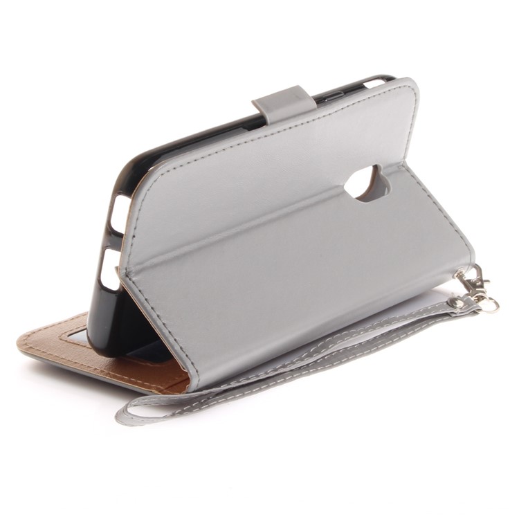 Butterfly Pattern Leather Wallet Cover for Samsung Galaxy J3 Pro (2017) / J3 (2017) EU Version - Grey-9