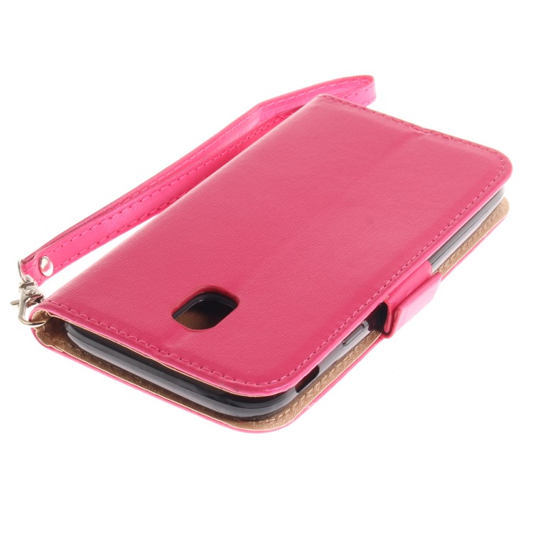 Butterfly Pattern Leather Card Holder Case for Samsung Galaxy J3 Pro (2017) / J3 (2017) EU Version - Rose-7