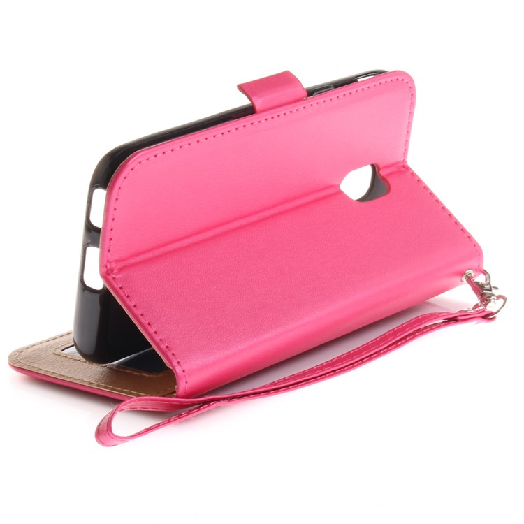 Butterfly Pattern Leather Card Holder Case for Samsung Galaxy J3 Pro (2017) / J3 (2017) EU Version - Rose-9