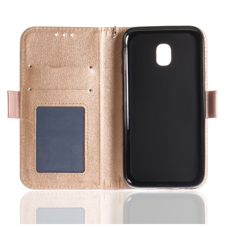 Butterfly Pattern Cell Phone Leather Wallet Case for Samsung Galaxy J3 Pro (2017) / J3 (2017) EU Version - Rose Gold-11