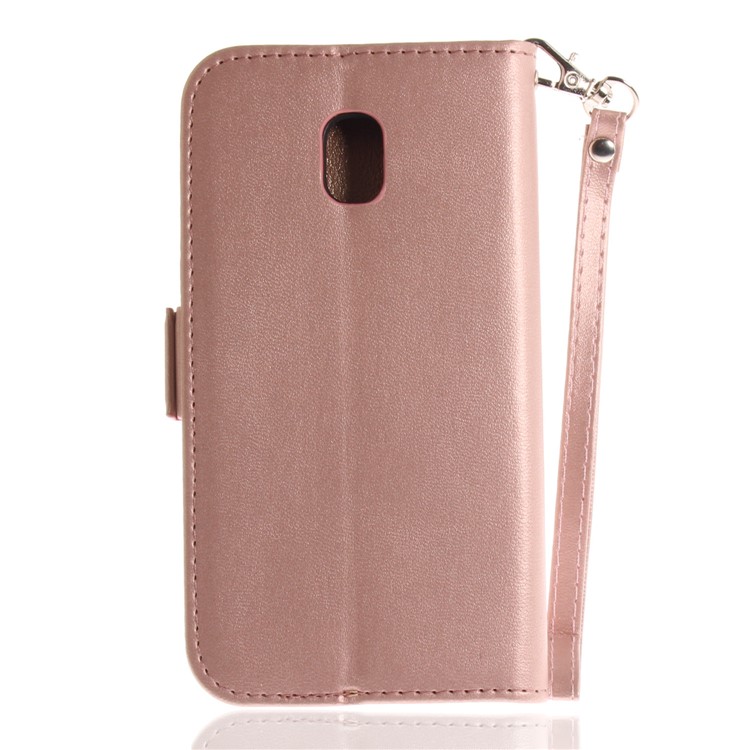 Butterfly Pattern Cell Phone Leather Wallet Case for Samsung Galaxy J3 Pro (2017) / J3 (2017) EU Version - Rose Gold-3