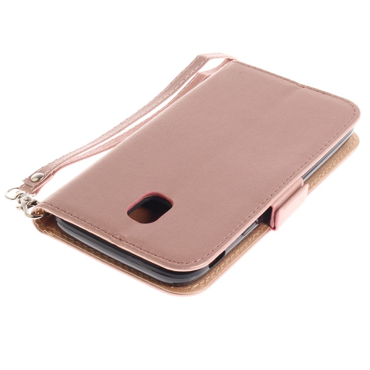 Butterfly Pattern Cell Phone Leather Wallet Case for Samsung Galaxy J3 Pro (2017) / J3 (2017) EU Version - Rose Gold-7