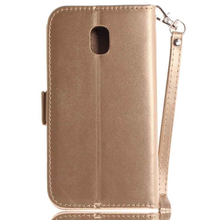 Butterfly Pattern Magnetic Leather Stand Case for Samsung Galaxy J3 Pro (2017) / J3 (2017) EU Version - Gold-3