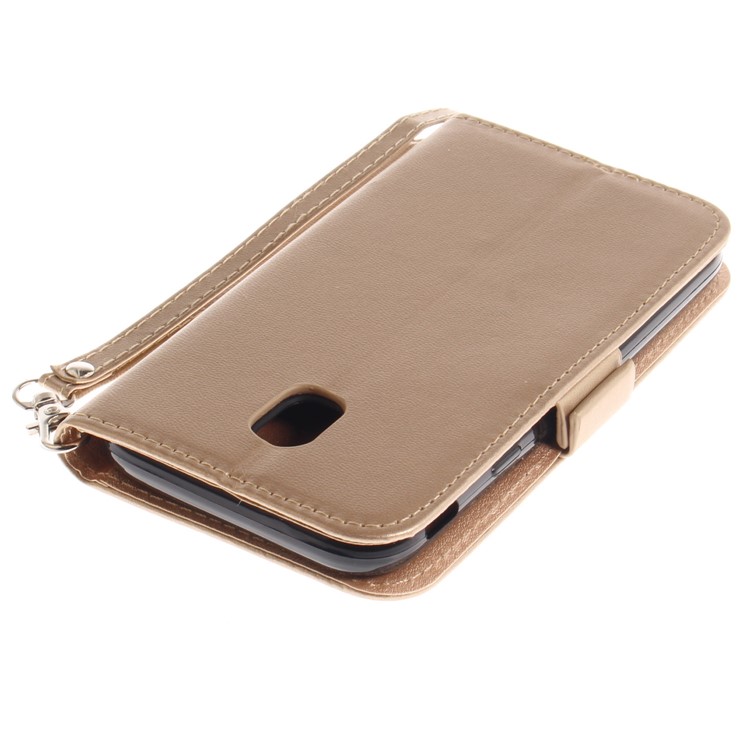 Butterfly Pattern Magnetic Leather Stand Case for Samsung Galaxy J3 Pro (2017) / J3 (2017) EU Version - Gold-7