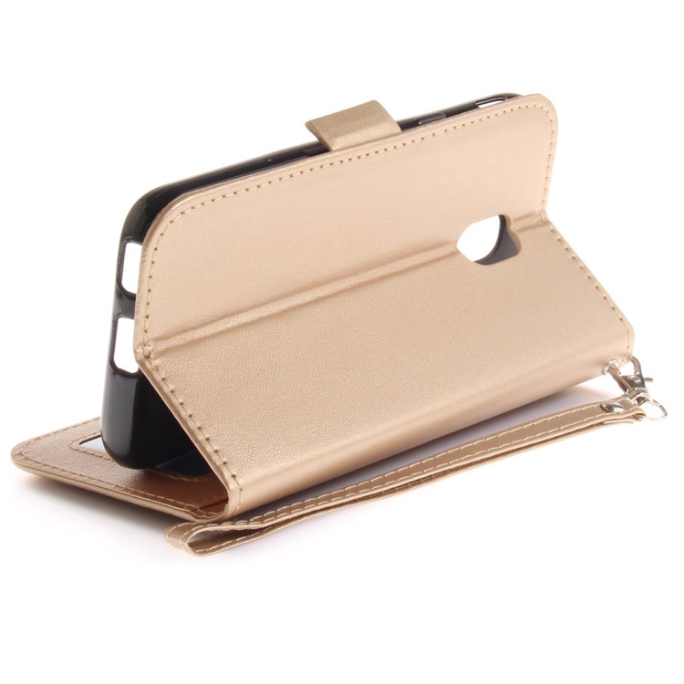 Butterfly Pattern Magnetic Leather Stand Case for Samsung Galaxy J3 Pro (2017) / J3 (2017) EU Version - Gold-9