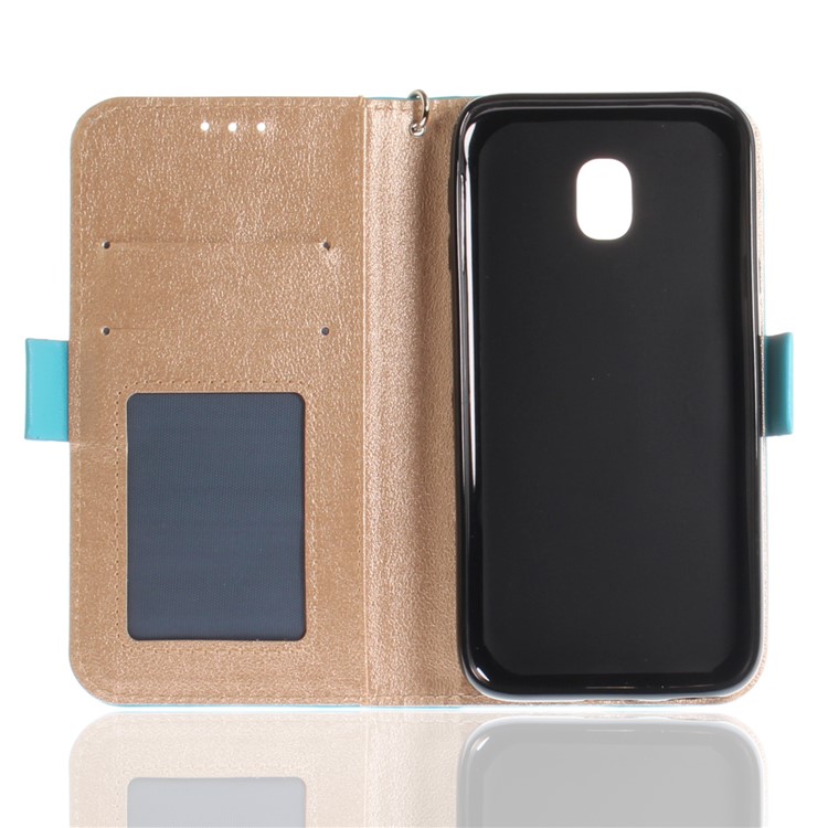 Butterfly Pattern Stand Leather Wallet Case for Samsung Galaxy J3 Pro (2017) / J3 (2017) EU Version - Blue-11