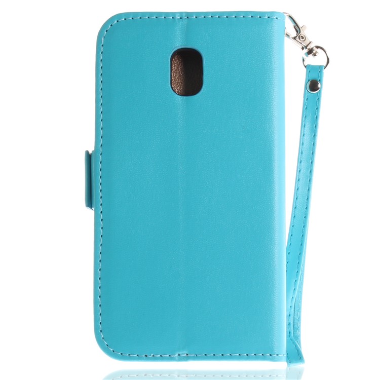 Butterfly Pattern Stand Leather Wallet Case for Samsung Galaxy J3 Pro (2017) / J3 (2017) EU Version - Blue-3