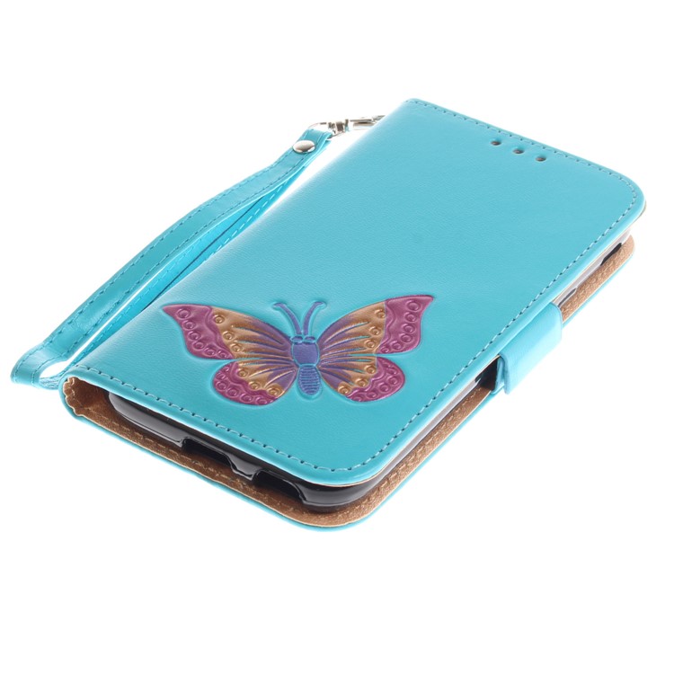 Butterfly Pattern Stand Leather Wallet Case for Samsung Galaxy J3 Pro (2017) / J3 (2017) EU Version - Blue-6