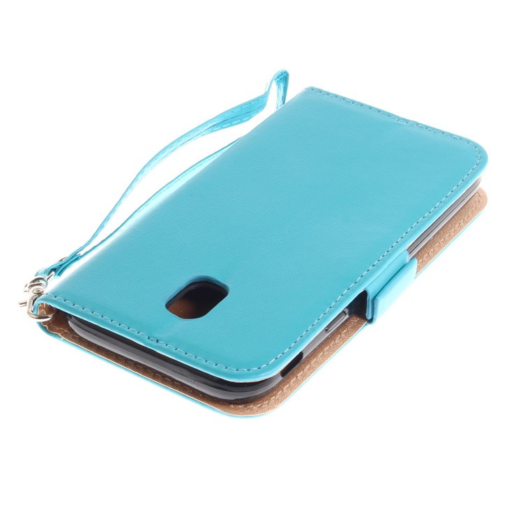 Butterfly Pattern Stand Leather Wallet Case for Samsung Galaxy J3 Pro (2017) / J3 (2017) EU Version - Blue-7
