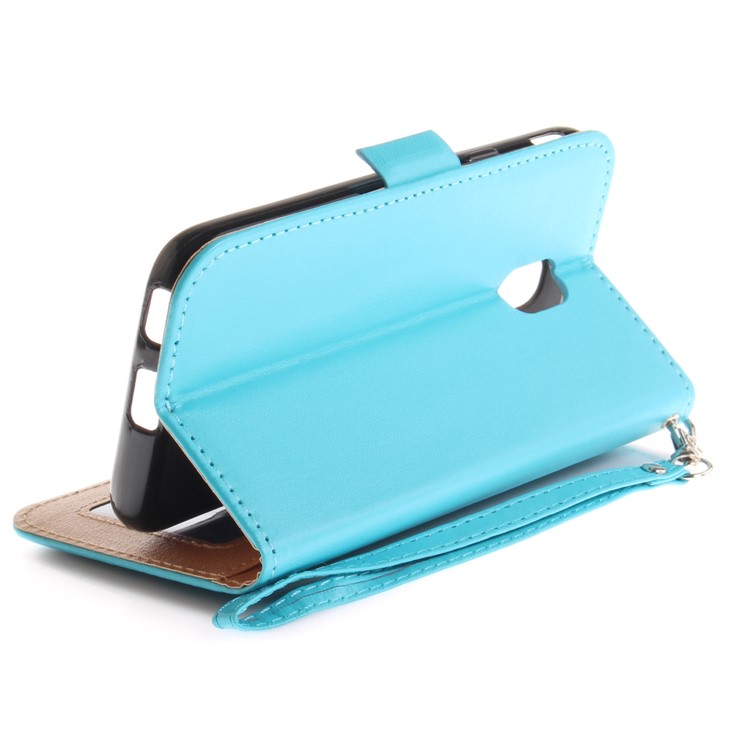 Butterfly Pattern Stand Leather Wallet Case for Samsung Galaxy J3 Pro (2017) / J3 (2017) EU Version - Blue-9