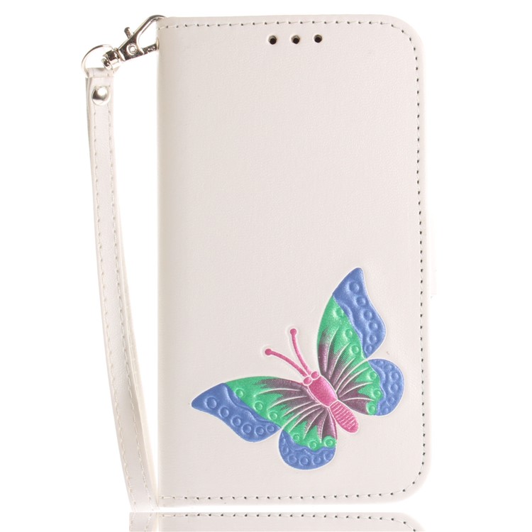 Butterfly Pattern Leather Wallet Cover for Samsung Galaxy J5 Pro (2017) / J5 (2017) EU Version - White-2
