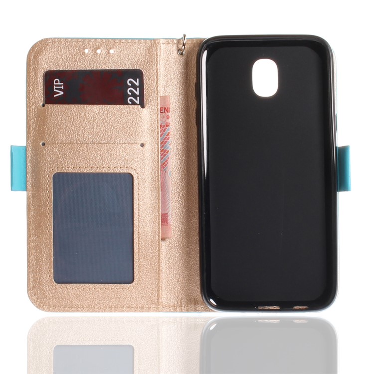 Butterfly Pattern Leather Magnetic Phone Casing for Samsung Galaxy J5 Pro (2017) / J5 (2017) EU Version - Blue-10