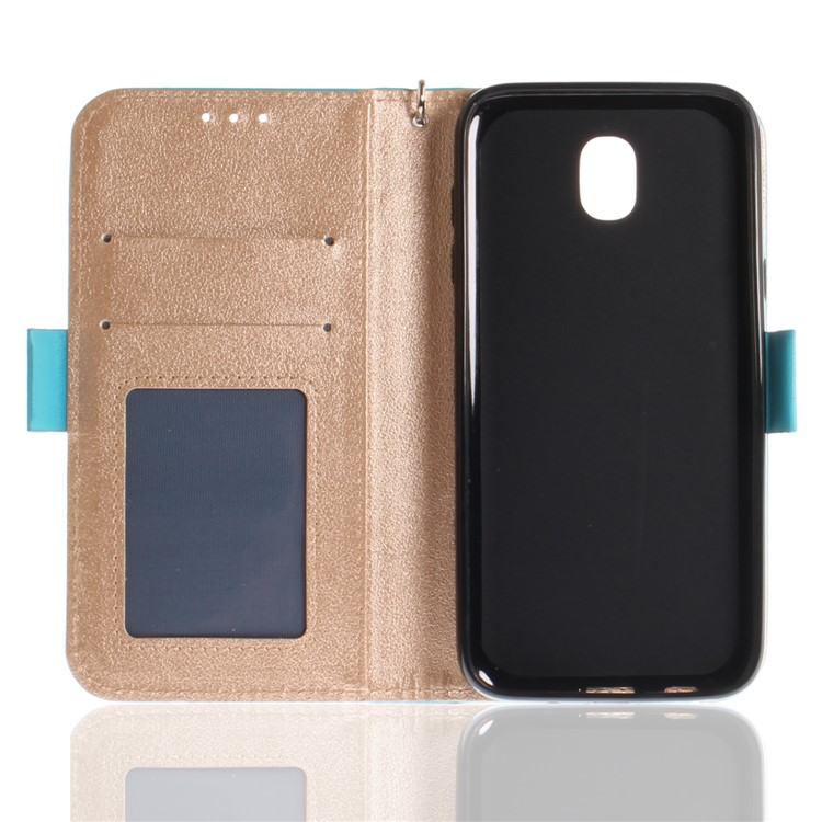 Butterfly Pattern Leather Magnetic Phone Casing for Samsung Galaxy J5 Pro (2017) / J5 (2017) EU Version - Blue-11