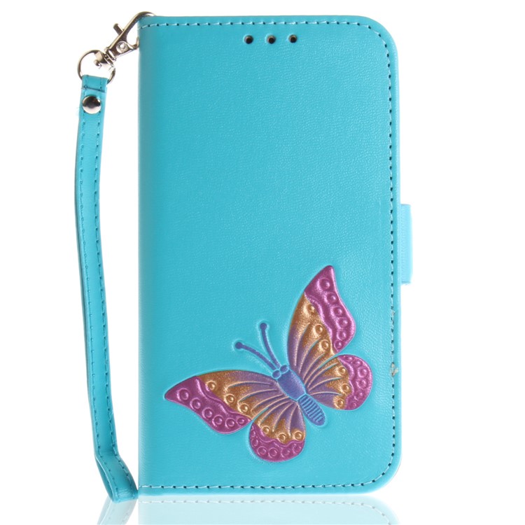 Butterfly Pattern Leather Magnetic Phone Casing for Samsung Galaxy J5 Pro (2017) / J5 (2017) EU Version - Blue-2