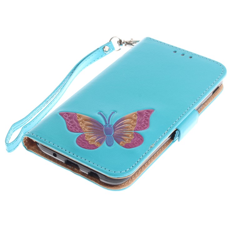 Butterfly Pattern Leather Magnetic Phone Casing for Samsung Galaxy J5 Pro (2017) / J5 (2017) EU Version - Blue-6