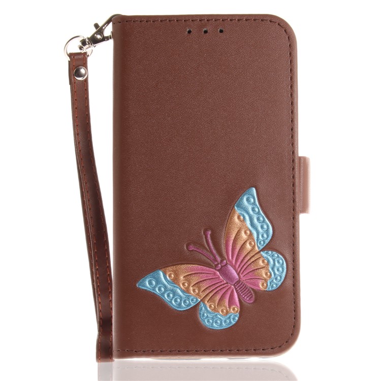 Butterfly Pattern Leather Wallet Flip Cover for Samsung Galaxy J5 Pro (2017) / J5 (2017) EU Version - Brown-2