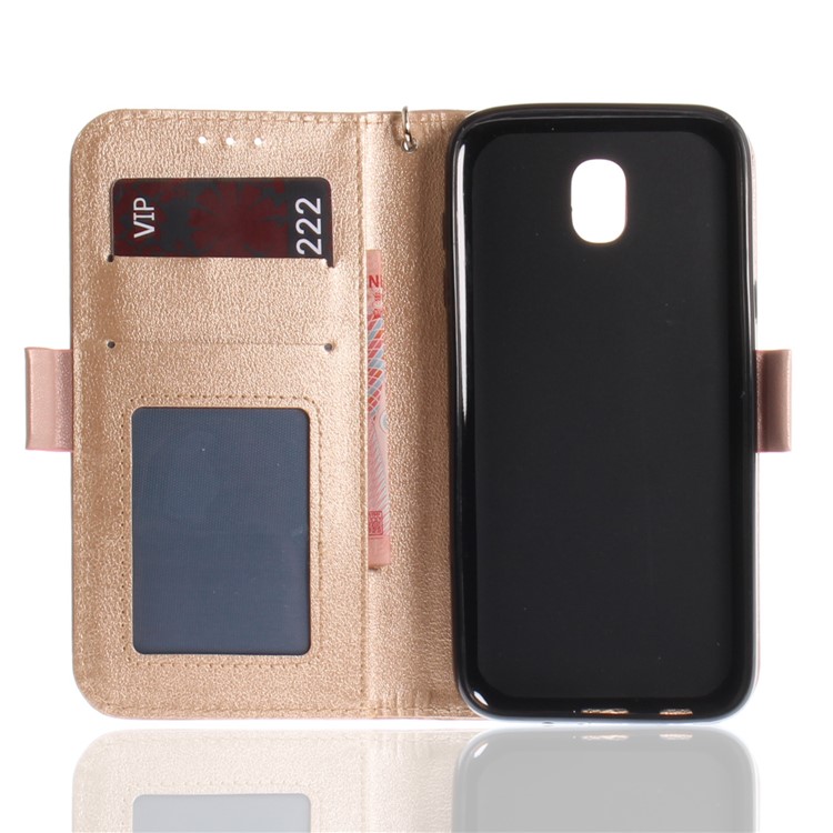 Butterfly Pattern Wallet Leather Stand Cover for Samsung Galaxy J7 Pro (2017) / J7 (2017) EU Version - Rose Gold-10