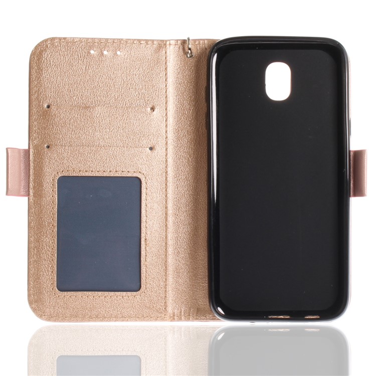 Butterfly Pattern Wallet Leather Stand Cover for Samsung Galaxy J7 Pro (2017) / J7 (2017) EU Version - Rose Gold-11