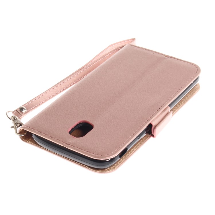 Butterfly Pattern Wallet Leather Stand Cover for Samsung Galaxy J7 Pro (2017) / J7 (2017) EU Version - Rose Gold-7