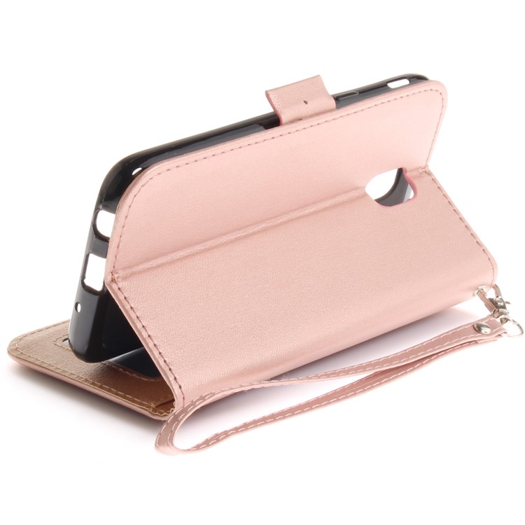 Butterfly Pattern Wallet Leather Stand Cover for Samsung Galaxy J7 Pro (2017) / J7 (2017) EU Version - Rose Gold-9