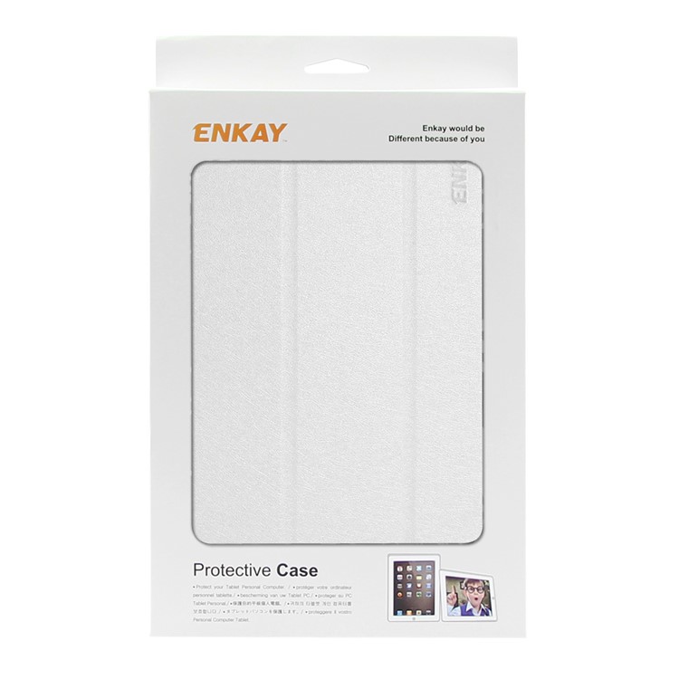 ENKAY Silk Texture Tri-fold Leather Smart Cover with Stand for Samsung Galaxy Tab A 8.0 (2017) T380/T385 - White-6