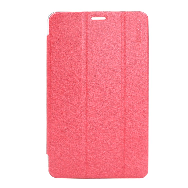 ENKAY Silk Texture Tri-fold Leather Smart Casing with Stand for Samsung Galaxy Tab A 8.0 (2017) T380/T385 - Red-2