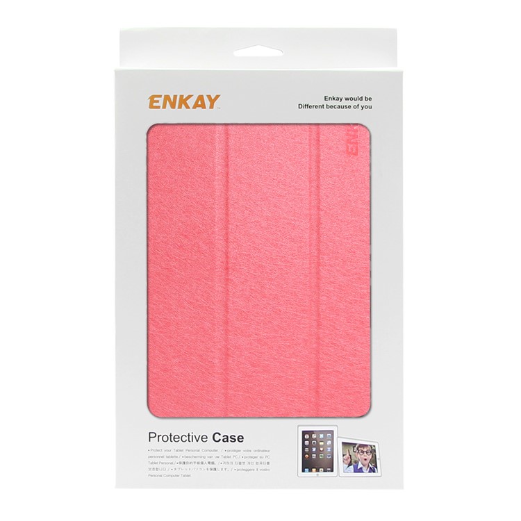 ENKAY Silk Texture Tri-fold Leather Smart Casing with Stand for Samsung Galaxy Tab A 8.0 (2017) T380/T385 - Red-6
