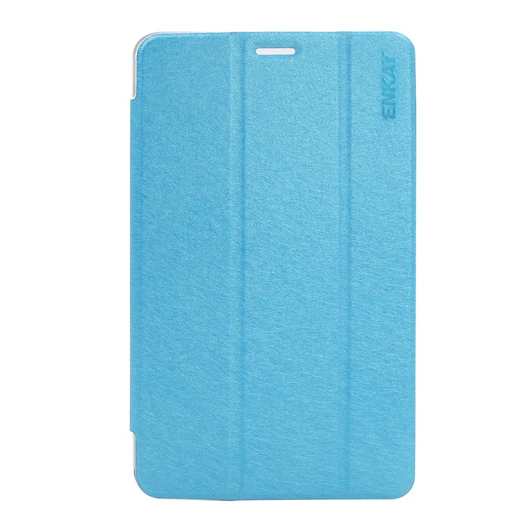 ENKAY Silk Texture Intelligent Wake/Sleep Tri-fold Leather Case with Stand for Samsung Galaxy Tab A 8.0 (2017) T380/T385 - Blue-2