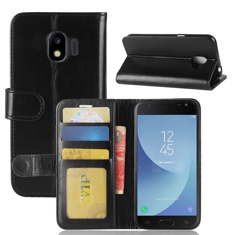 For Samsung Galaxy J2 Pro 2018 Crazy Horse PU Leather Mobile Phone Case - Black-8