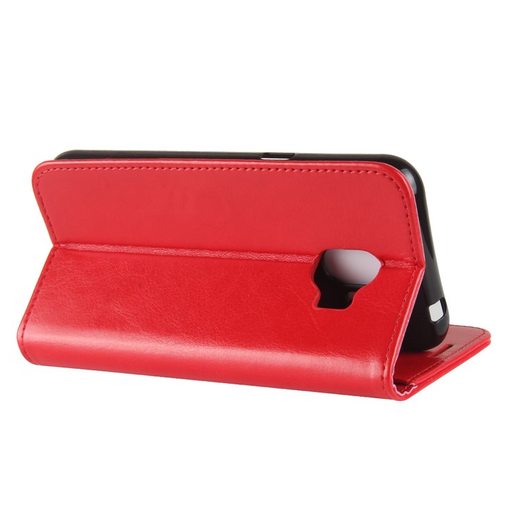 For Samsung Galaxy J2 Pro 2018 Crazy Horse Stand Leather Mobile Phone Shell - Red-6